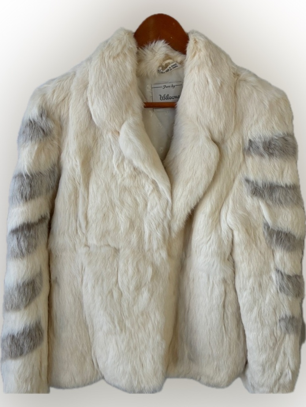 Vintage Wilson Genuine Soft Rabbit Fur- Cream & Gray Jacket-size M